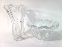 JG Durand Clear Cristal Crystal Calliope Serving Bowl Vase Set of 2 France - £44.69 GBP