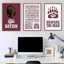 Montana Grizzlies Wall Art Maroon White NCAA 3-Piece Adhesive Canvas - $79.99