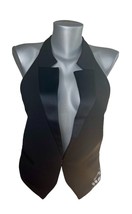 BCBG Maxazria Yazmine NWT Sleeveless Halter Top Black Tuxedo Sexy Vest Medium - £58.42 GBP