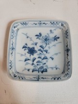 Mino Ware Square Mini Plate Autumn Glass Blue White  - £11.49 GBP