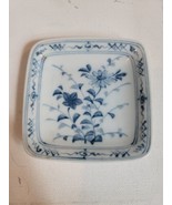 Mino Ware Square Mini Plate Autumn Glass Blue White  - £11.55 GBP