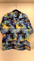 Royal Creations Hawaiian Shirt Mens SZ 2XL Ocean and Palm Trees - £15.55 GBP