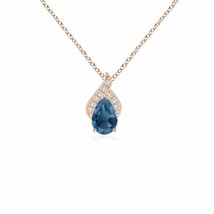 ANGARA 6x4mm Solitaire Pear-Shaped London Blue Topaz Pendant in 14K Rose Gold - £304.51 GBP