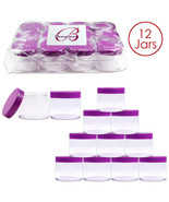 12 Pcs 2Oz/60G/60Ml Hq Acrylic Leak Proof Clear Container Jars W/Purple Lid - £27.56 GBP