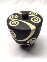 5&quot; Pottery Apothecary Jar Canister Storage Container &amp; Lid By Amy Heart ... - $24.18