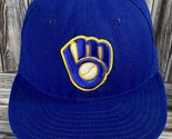 New Era 59fifty Milwaukee Brewers Old Logo Blue &amp; Yellow Fitted Hat - Si... - £11.77 GBP