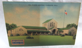 MWM Linen Postcard Oklahoma the Sooner State Claremore Will Rogers Memor... - $2.96