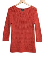 Lauren Ralph Lauren Womens Medium Orange Hand Knit Sweater 100% Cotton - $27.67