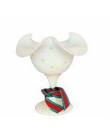 Fenton art glass Christmas holiday vase wave crest bow milk white signed... - £75.36 GBP