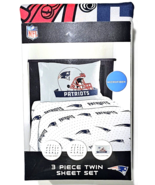 Patriots Football Microfiber 3 Piece Twin Sheet Set Fitted Flat And Pill... - $48.99