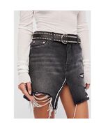 EUC We The Free Women's Relaxed &amp; Destroyed Denim Mini Skirt in Black Si... - $23.75