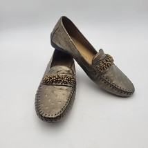 Robert Zur Woman’s Driving Loafers Ostrich Brown Beaded Moccasins Sz 6 B... - $39.99