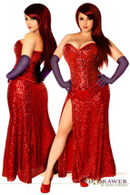 Miss Jessica ~ Red Sequin Jessica Rabbit Corset Costume Gown - £191.63 GBP
