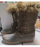 Cape Robbin Sz 10 Taupe Lace-Up Duck Boots w Fur Detail Flannel Lined Sn... - €17,22 EUR