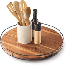 18&quot; Acacia Lazy Susan Turntable for Table - Extra Large Wood Lazy Susans... - $59.49
