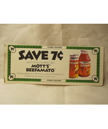 1970 Unused Store Coupon: 7c off Mott&#39;s Beefamato products - £3.92 GBP
