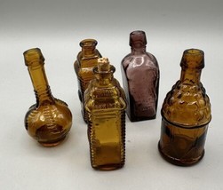 Miniature Bottle Set of 5 Brown Taiwan Replica Variety of Styles 1 oz. Size - £11.14 GBP