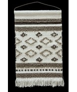 Woven Wall Art Hanging Tapestry Boho Textured Cream Brown Fringe Neutral... - $25.27 CAD