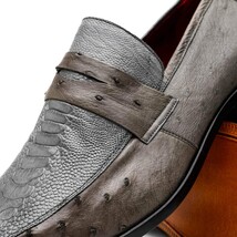 Marco Di Milano genuine ostrich leg and ostrich quill Shoes Fangio Serpentine Gr image 3