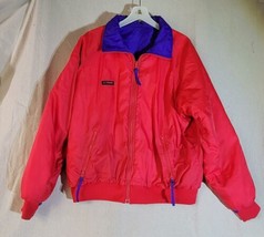 Columbia Jacket Mens XL Red Purple Reversible Outdoors Zip Parka Coat 90s - $30.81