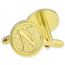 Letter N alphabet initials Cufflink Set Gold or Silver - $37.99