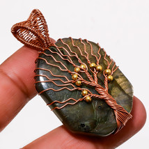 Blue Fire Labradorite Wire Wrap Handcrafted Copper Jewelry Pendant 2.20&quot; SA 1545 - £4.00 GBP