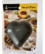 4 MINI NON-STICK HEART SHAPED PANS Love Valentine&#39;s Day, Sweetheart Baki... - $10.41 CAD