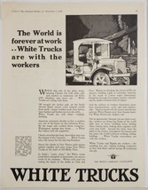 1925 Print Ad White Trucks, Construction Site Made in Cleveland,Ohio - $22.48