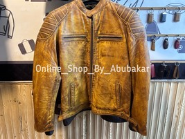 Mens Leather Casual Biker Jacket Coat Soft Motorcycle Genuine Biker Style Fit  - £226.98 GBP