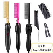 Hot Comb Hair Straightener Flat Iron Electric Hot Heating Comb Wet And Dry Hair  - £36.76 GBP