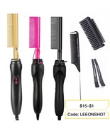 Hot Comb Hair Straightener Flat Iron Electric Hot Heating Comb Wet And D... - £36.08 GBP