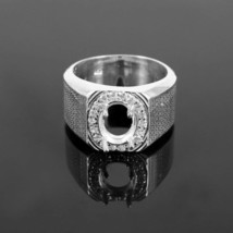 Solide Argent Semi Montage Bague de Réglage pour Homme 8x10 MM Ovale Flans Grand - £32.69 GBP+