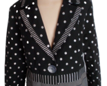 Jacket Blazer Top Multi-Pattern Black-Silver Polka Dot ZOEY Sz 10 - $9.89