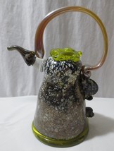 Paul Counts Hand Blown Art Glass Teapot Sculpture Multicolored Applied pcs - £198.58 GBP