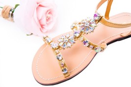 NEW Women`s summer bohemia sandals Lady beach Leather Rhinestone shoes Wanmen Bo - £28.55 GBP