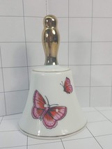 Small porcelain bell with pink butterflies and gold trim made in Japan   #40 - £4.74 GBP