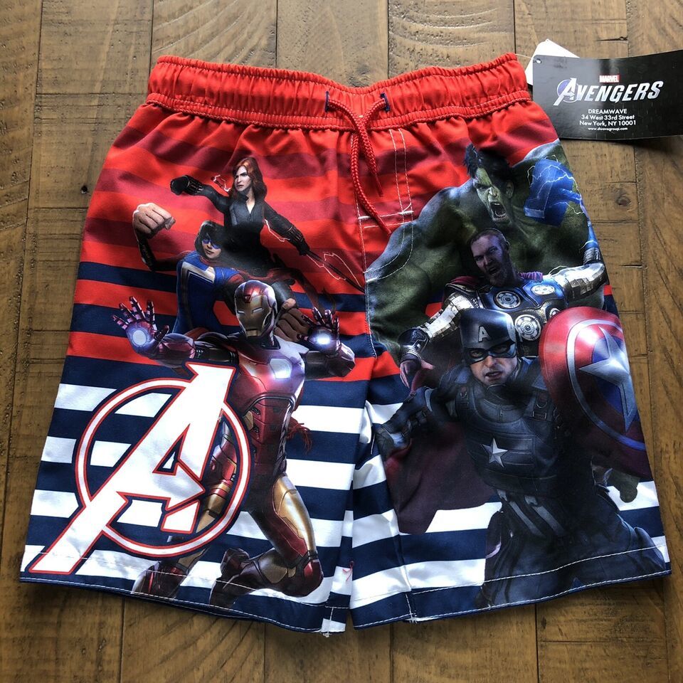 NWT Marvel Avenger Boys Swimwear Swimming Shorts Size 5/6 UV Protection UPF 50+ - $14.96