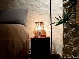 Wood Bedside Lamp Minimalist Desk Light Nordic Table Lamp Handcrafted Gift - £78.45 GBP