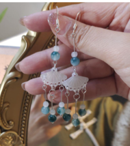 New fashion new Chinese retro green fringe earrings antique pendant earr... - $19.80