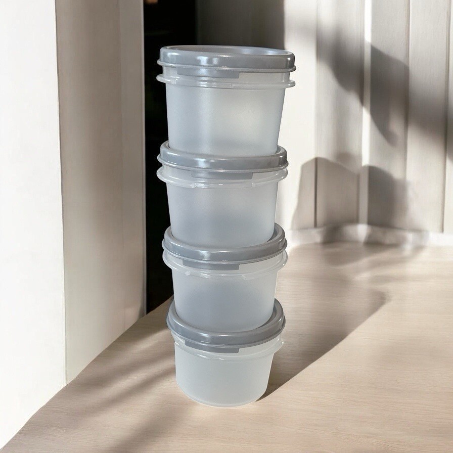 Tupperware Round Modular Mates Storage Container #1 Clear 1605 Gray Lid ... - $15.68