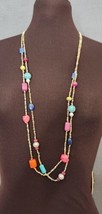Chicos Long Beaded Multi Strand Necklace Multi Color Stones Statement Piece - £15.94 GBP