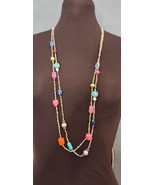 Chicos Long Beaded Multi Strand Necklace Multi Color Stones Statement Piece - $27.34 CAD