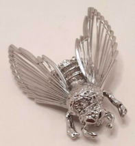Monet Silver Tone Fly Brooch Pin Vintage - $21.74