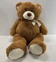 Hug Fun Teddy Bear Plush 33” Brown Body White Paws Stuffed Animal - £22.67 GBP