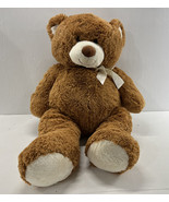 Hug Fun Teddy Bear Plush 33” Brown Body White Paws Stuffed Animal - £22.70 GBP