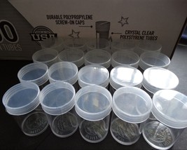 20 Whitman Large Dollar Round Clear Plastic Coin Storage Tubes Screw On Caps - $16.95