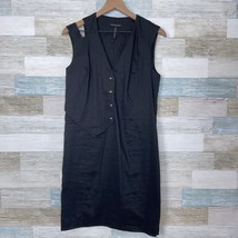 Sarah Pacini Linen Blend Asymmetric Vest Dress Black Italy Womens Size 3 (Large) - £101.98 GBP