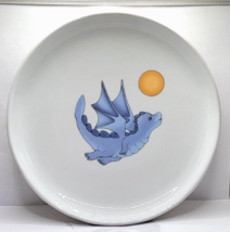 1999 Ikea Smaskig Childs Plate Shallow 8&quot; Bowl / Plate Flying Blue Purple Dragon - £11.98 GBP
