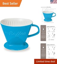 Extra Large Heavy-Duty Porcelain Coffee Dripper - Blue, Size 4 Filter Co... - $40.50