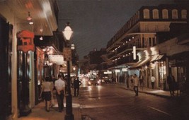 Bourbon Street Night New Orleans Louisiana LA Postcard C36 - £2.24 GBP